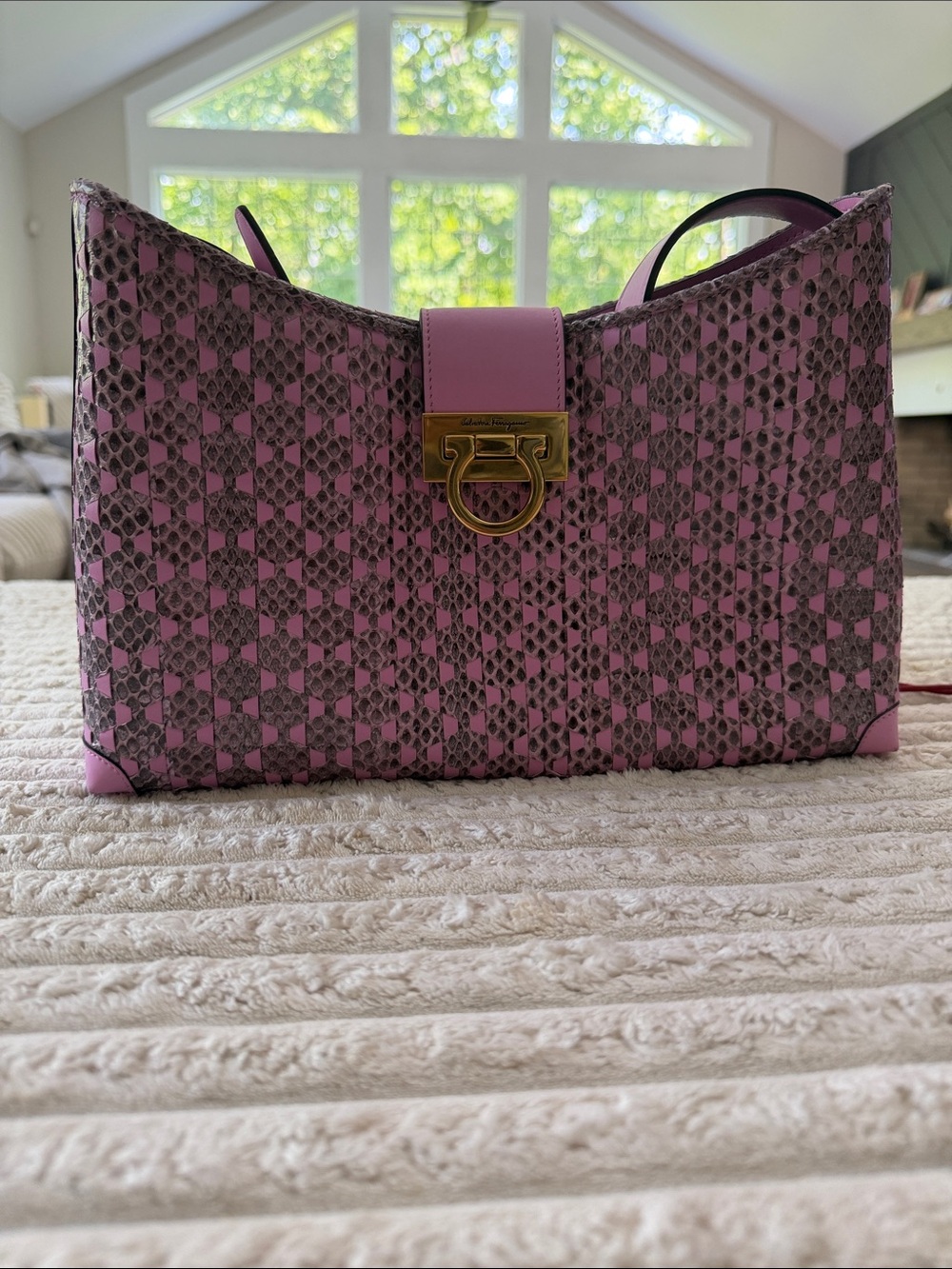 Salvatore Ferragamo Lavender Pink Gancini Shoulder Bag
